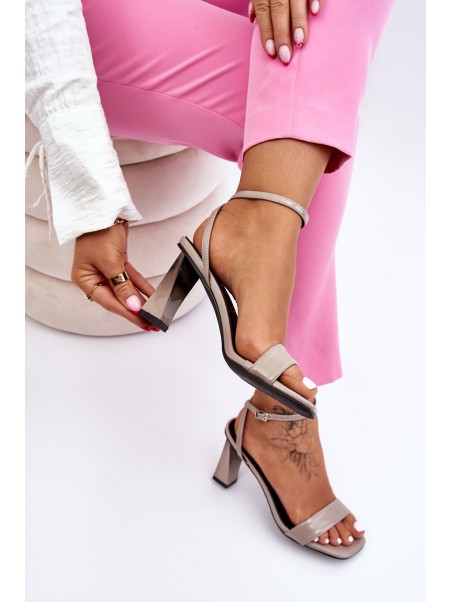 Patent Heeled Sandals Grey Owen