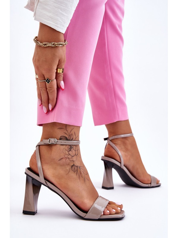 Patent Heeled Sandals Grey Owen
