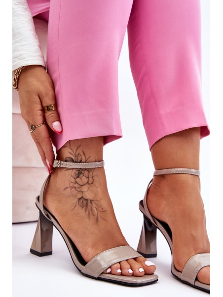 Patent Heeled Sandals Grey Owen
