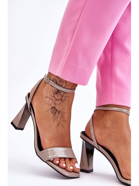 Patent Heeled Sandals Grey Owen