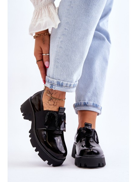 Lacquered Shoes With Ornaments Black Keily