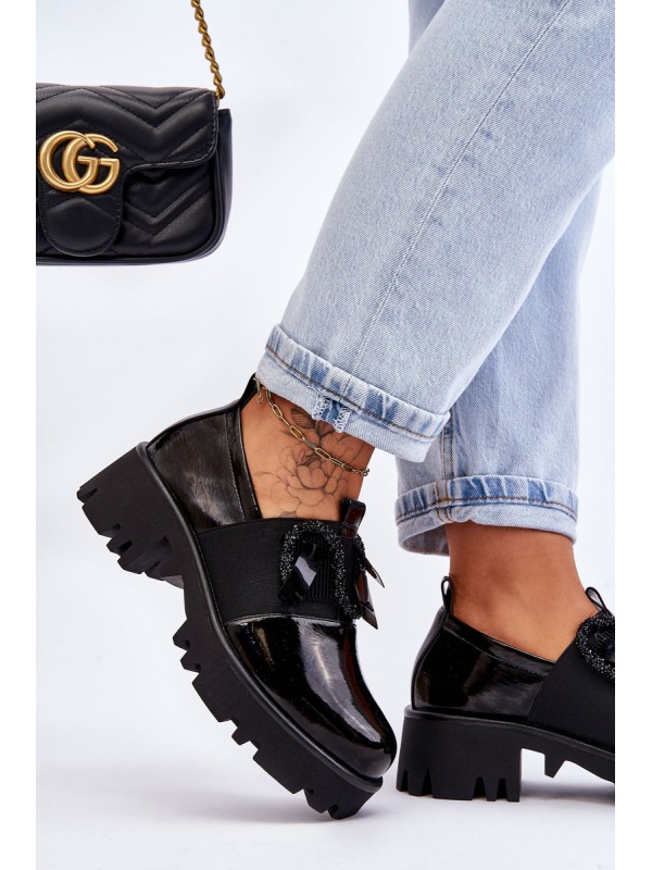 Lacquered Shoes With Ornaments Black Keily