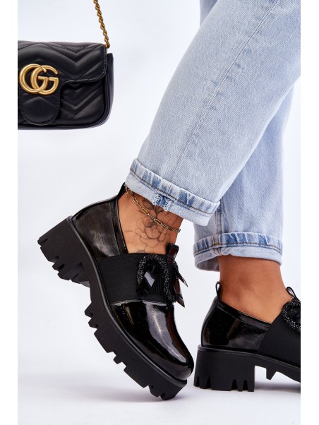 Lacquered Shoes With Ornaments Black Keily