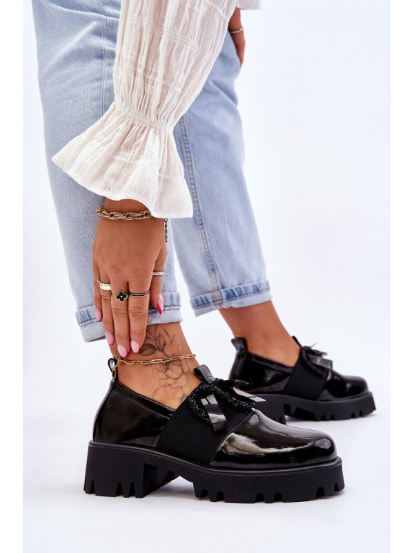 Lacquered Shoes With Ornaments Black Keily