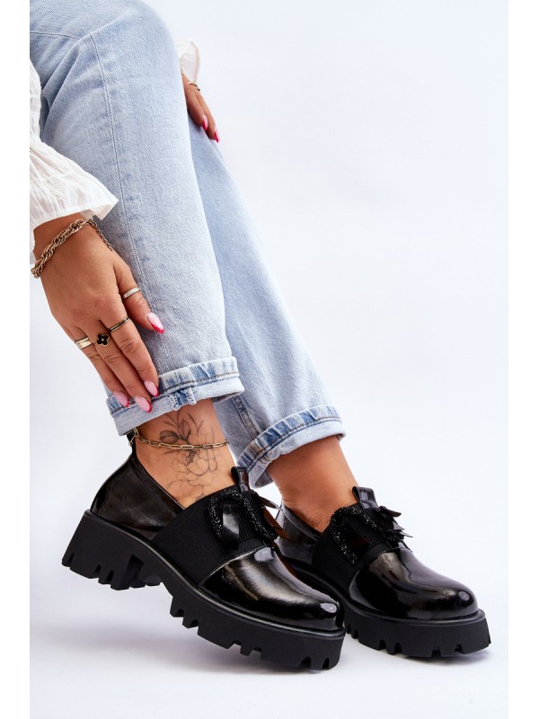 Lacquered Shoes With Ornaments Black Keily