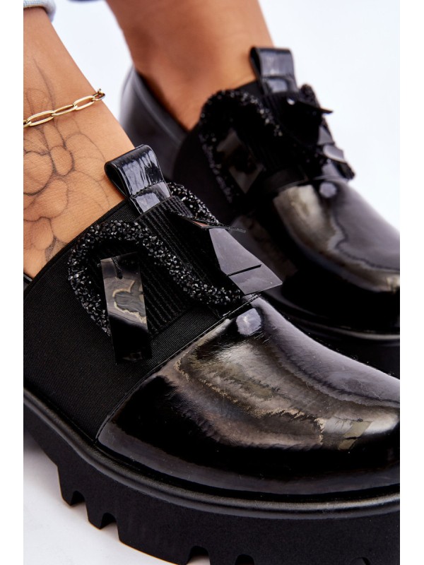 Lacquered Shoes With Ornaments Black Keily