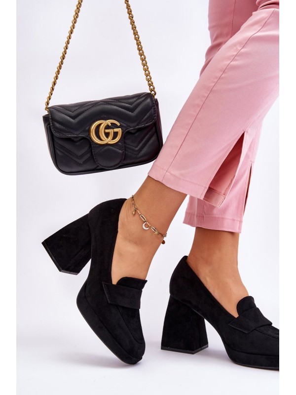 Suede Pumps On A Chunky Heel And Platform Black Adriel