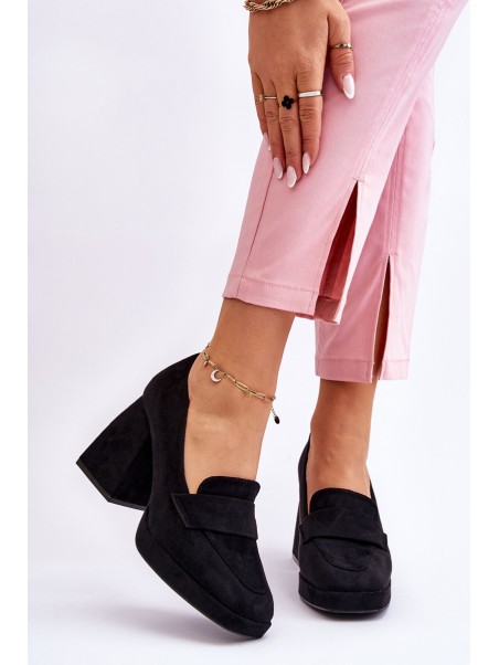Suede Pumps On A Chunky Heel And Platform Black Adriel