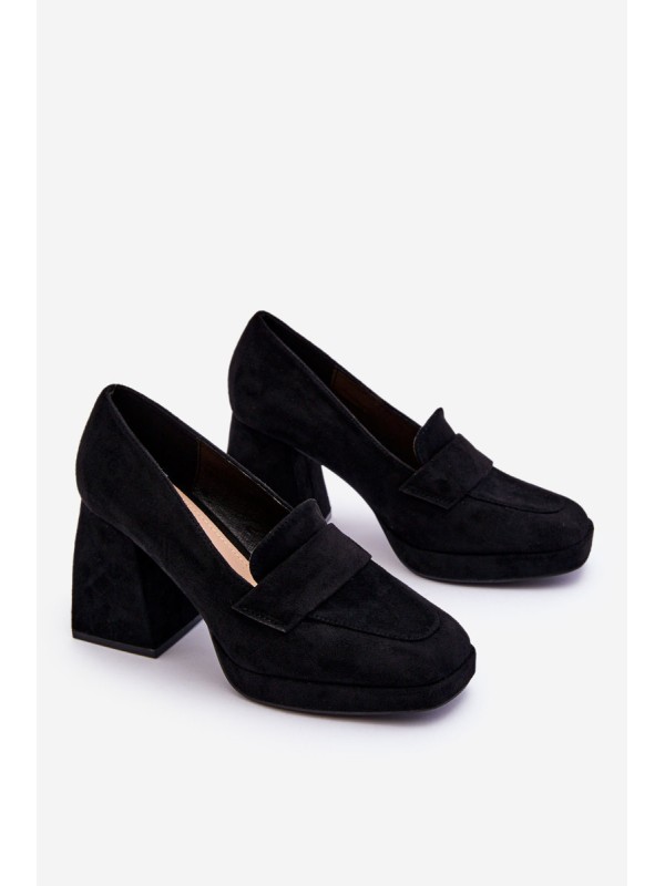 Suede Pumps On A Chunky Heel And Platform Black Adriel