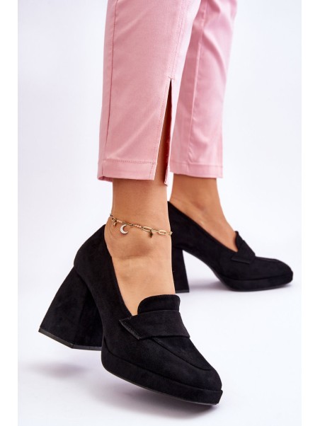 Suede Pumps On A Chunky Heel And Platform Black Adriel