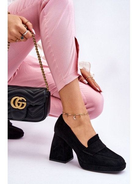 Suede Pumps On A Chunky Heel And Platform Black Adriel