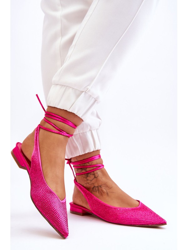 Tied Ballerinas With Rhinestones Fuchsia Mavis