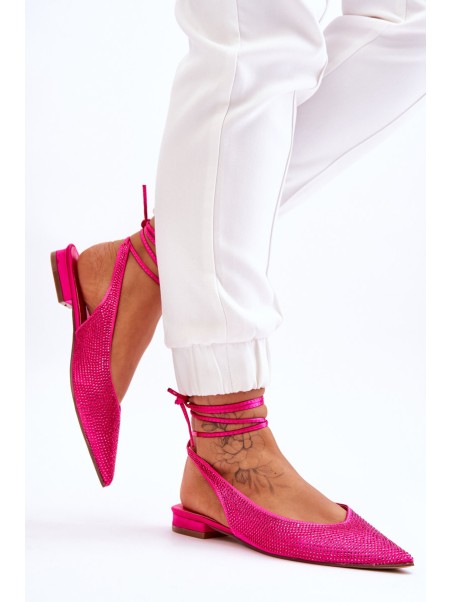 Tied Ballerinas With Rhinestones Fuchsia Mavis