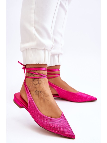 Tied Ballerinas With Rhinestones Fuchsia Mavis