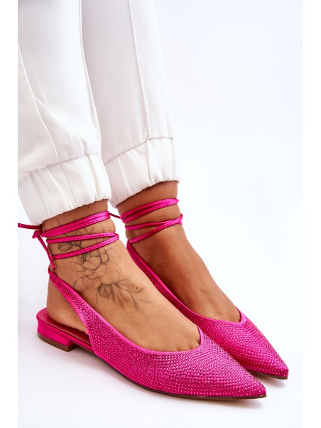 Tied Ballerinas With Rhinestones Fuchsia Mavis