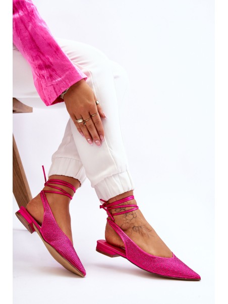 Tied Ballerinas With Rhinestones Fuchsia Mavis