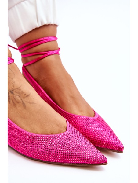 Tied Ballerinas With Rhinestones Fuchsia Mavis