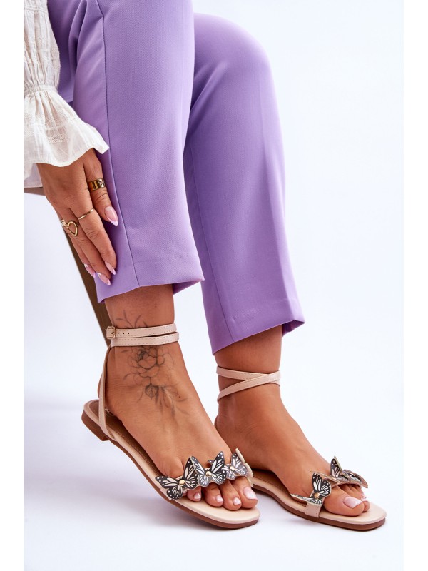 Women's Sandals With Decorative Butterflies Beige Jeane