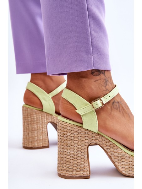 Comfortable Suede Sandals On A Chunky Heel Light green Elishia