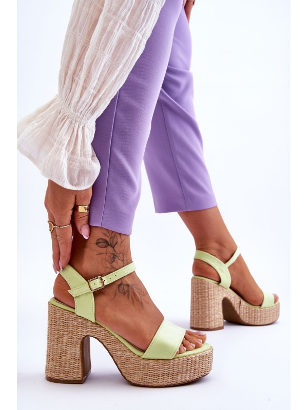 Comfortable Suede Sandals On A Chunky Heel Light green Elishia