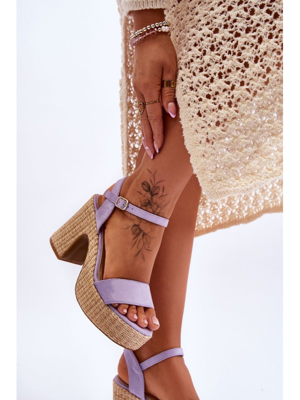 Comfortable Suede Sandals On A Chunky Heel Violet Elishia 2
