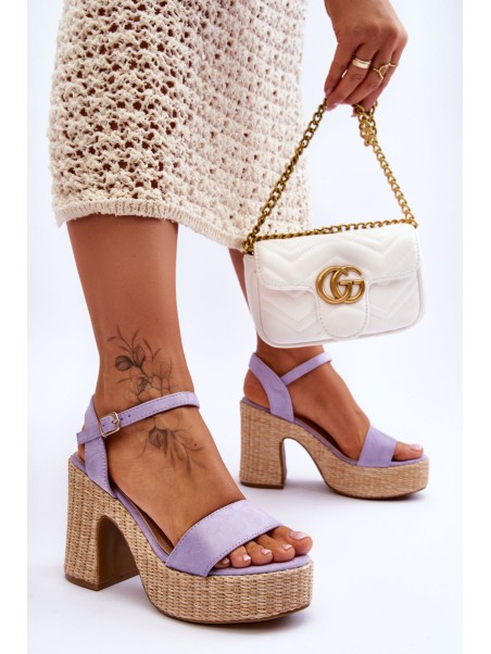 Comfortable Suede Sandals On A Chunky Heel Violet Elishia