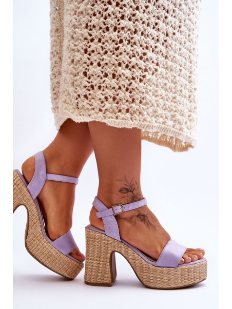 Comfortable Suede Sandals On A Chunky Heel Violet Elishia