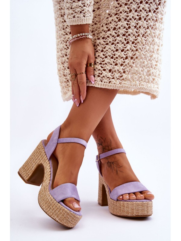 Comfortable Suede Sandals On A Chunky Heel Violet Elishia
