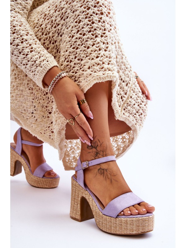 Comfortable Suede Sandals On A Chunky Heel Violet Elishia