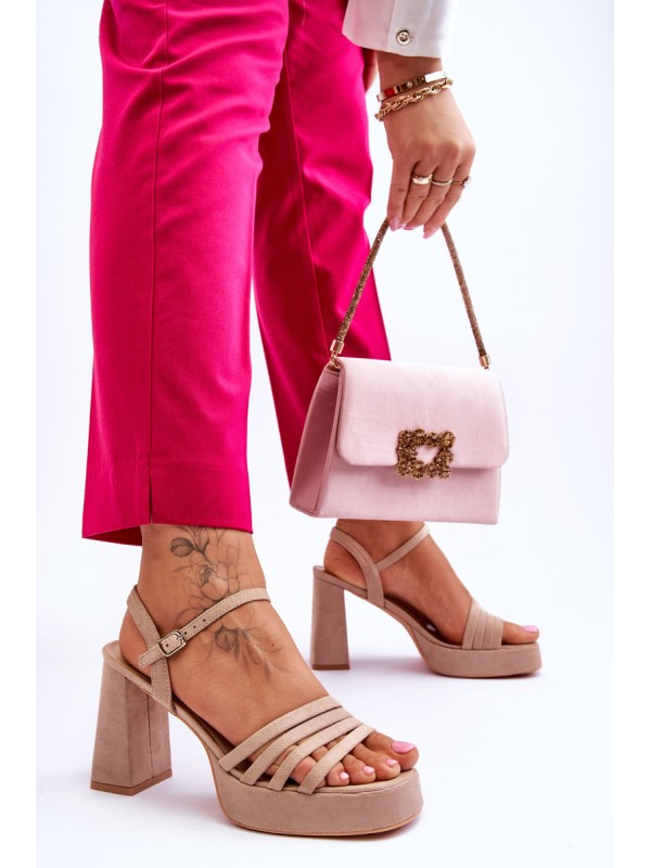 Women's Suede Platform Sandals Beige Verda 2