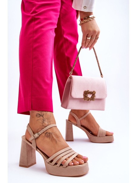 Women's Suede Platform Sandals Beige Verda