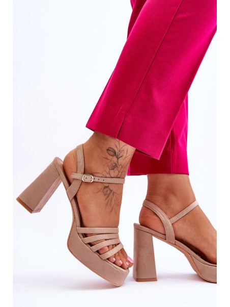 Women's Suede Platform Sandals Beige Verda