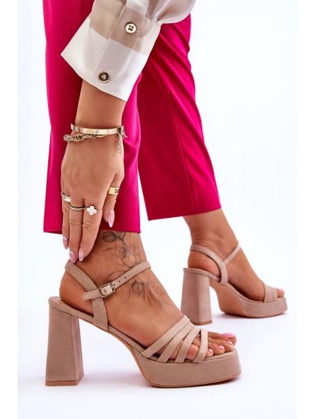 Women's Suede Platform Sandals Beige Verda