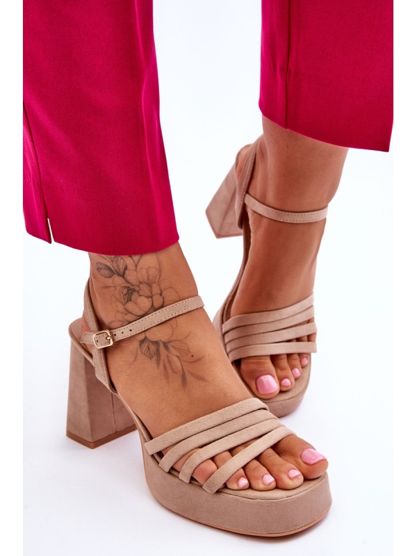 Women's Suede Platform Sandals Beige Verda