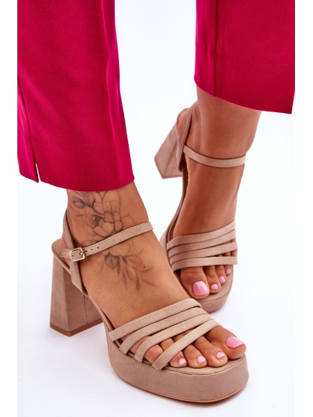 Women's Suede Platform Sandals Beige Verda