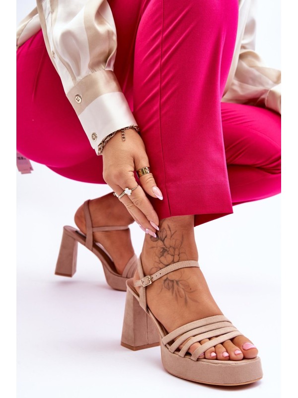 Women's Suede Platform Sandals Beige Verda
