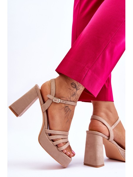 Women's Suede Platform Sandals Beige Verda