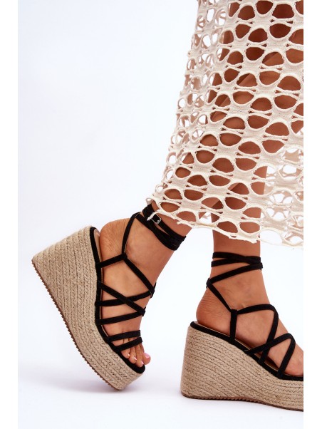 Leather Wedge Sandals Black Margaritt