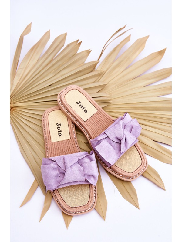 Suede Women's Slippers With Bow Violet Amber