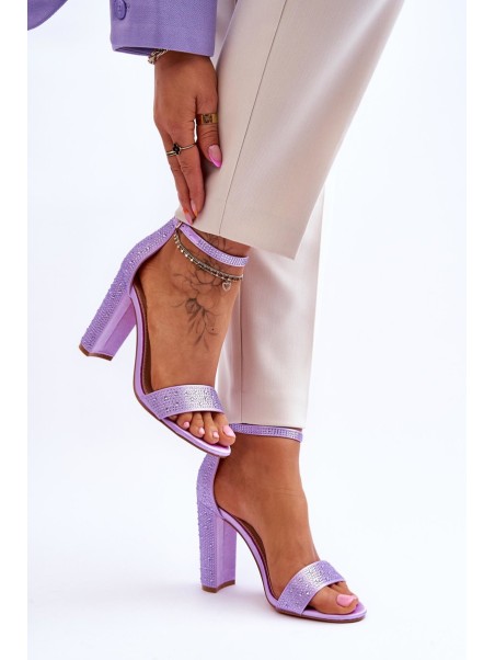 Women's High Heel Sandals With Zircons Violet Idealistic