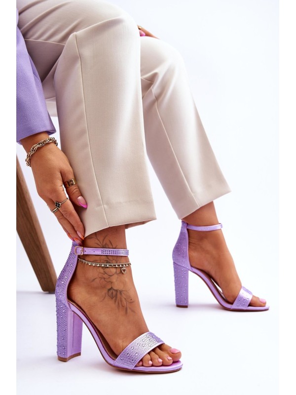 Women's High Heel Sandals With Zircons Violet Idealistic