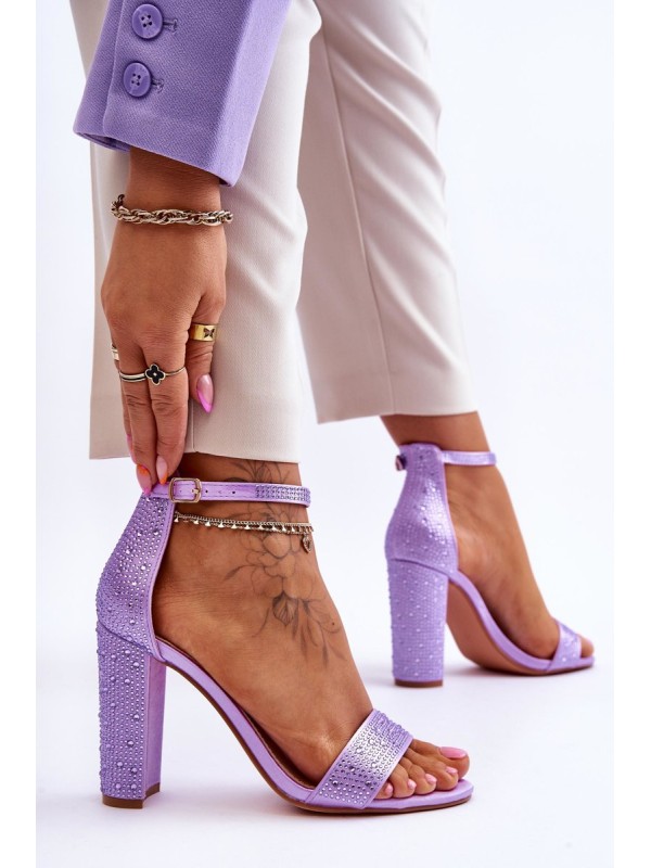 Women's High Heel Sandals With Zircons Violet Idealistic