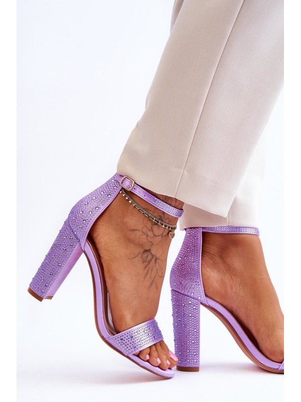 Women's High Heel Sandals With Zircons Violet Idealistic