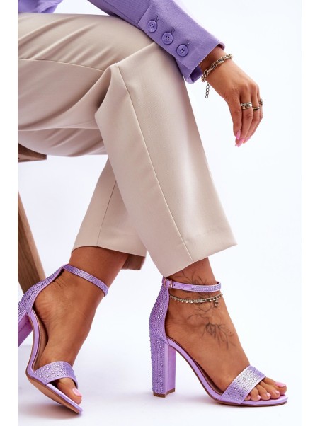 Women's High Heel Sandals With Zircons Violet Idealistic