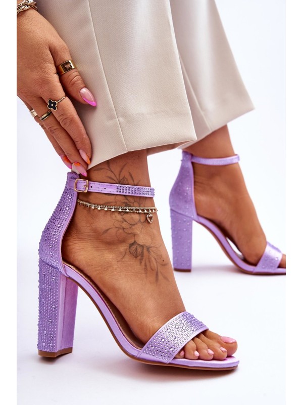 Women's High Heel Sandals With Zircons Violet Idealistic