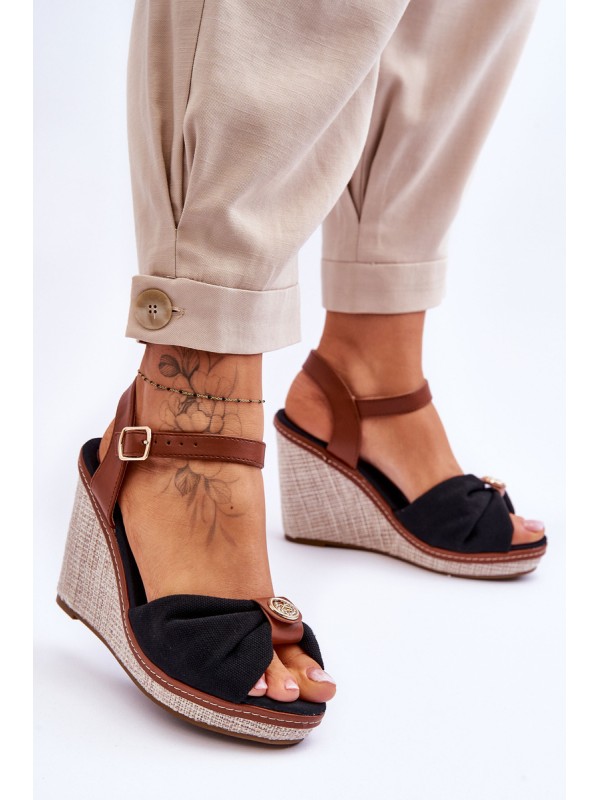 Women's Wedge Sandals With Decoration Black Candice