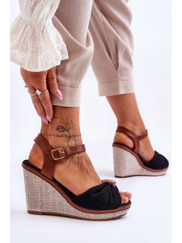 Women's Wedge Sandals With Decoration Black Candice