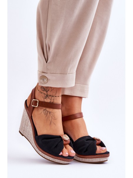 Women's Wedge Sandals With Decoration Black Candice