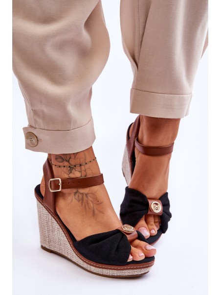 Women's Wedge Sandals With Decoration Black Candice