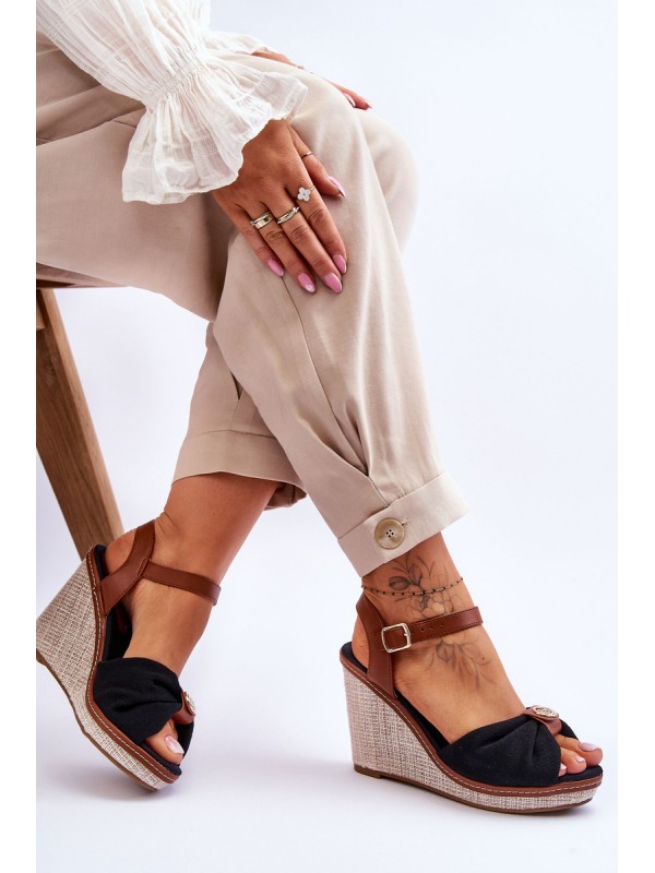Women's Wedge Sandals With Decoration Black Candice
